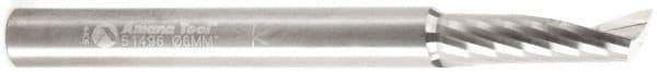 Amana Tool - 6mm Cutting Diam x 0.787" Length of Cut, 1 Flute, Upcut Spiral Router Bit - Uncoated, Right Hand Cut, Solid Carbide, 2-33/64" OAL x 1/8" Shank Diam, 20° Helix Angle - Eagle Tool & Supply