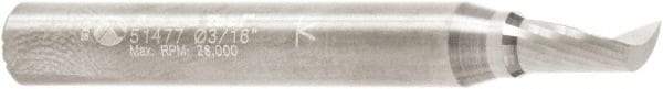 Amana Tool - 3/16" Cutting Diam x 3/8" Length of Cut, 1 Flute, Upcut Spiral Router Bit - Uncoated, Right Hand Cut, Solid Carbide, 2" OAL x 1/4" Shank Diam, 30° Helix Angle - Eagle Tool & Supply