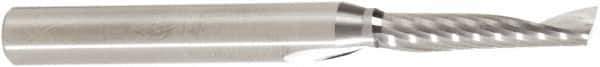 Amana Tool - 3/16" Cutting Diam x 7/8" Length of Cut, 1 Flute, Upcut Spiral Router Bit - Uncoated, Right Hand Cut, Solid Carbide, 2-1/2" OAL x 1/4" Shank Diam, 30° Helix Angle - Eagle Tool & Supply