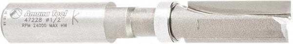 Amana Tool - 1/2" Cut Diam, 1-1/4" Length of Cut, 2 Flute Flush Trim Edge Profile Router Bit - Carbide-Tipped, 1/2" Shank Diam, 1" Shank Length, 3-1/2" OAL, Uncoated - Eagle Tool & Supply