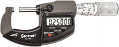 Starrett - 0 to 1" Range, Standard Throat IP67 Electronic Outside Micrometer - Friction Thimble, Carbide Face, CR2032 Battery - Eagle Tool & Supply