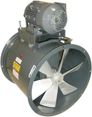 Americraft - 1 hp 24" TEFC Wet Location Belt Drive Tube Axial Duct Fan - 7,425 CFM at 0 Static Pressure, 1,725 RPM, Single Phase - Eagle Tool & Supply