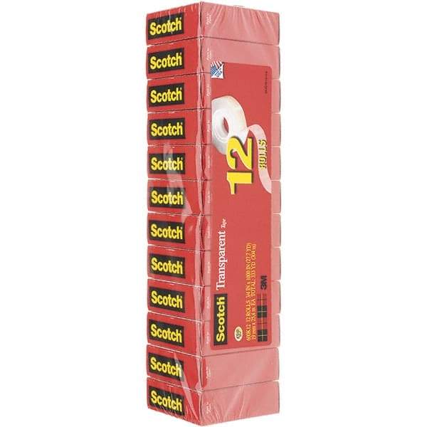 3M - 3/4" x 27.78 Yd Clear Rubber Adhesive Transparent Tape - Cellulose Acetate Backing, 2.5 mil Thick - Eagle Tool & Supply