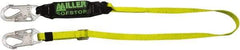 Miller - 6' Long, 310 Lb Capacity, 1 Leg Locking Snap Hook Harness Shock Absorbing Lanyard - 1-1/2" Diam, Polyester Webbing, Locking Snap Hook Anchorage Connection - Eagle Tool & Supply