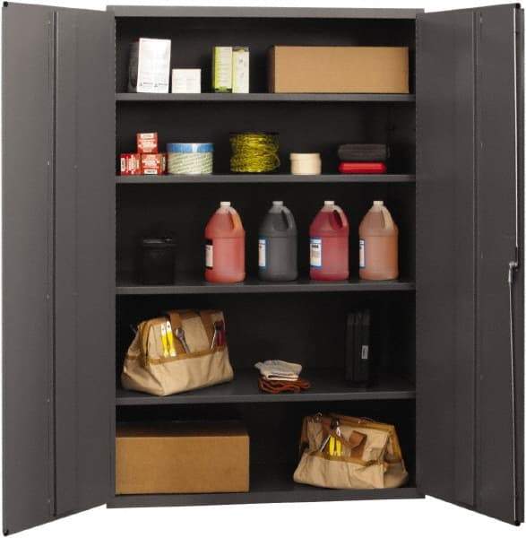 Durham - 4 Shelf Locking Storage Cabinet - Steel, 48" Wide x 24" Deep x 72" High, Gray - Eagle Tool & Supply