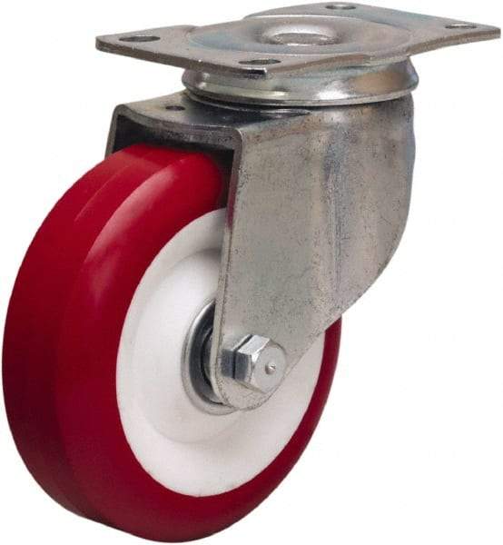 Hamilton - 4" Diam x 1-3/8" Wide x 5" OAH Top Plate Mount Swivel Caster - Polyurethane Mold on Polypropylene, 325 Lb Capacity, Sealed Precision Ball Bearing, 2-1/2 x 3-3/4" Plate - Eagle Tool & Supply