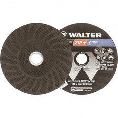 WALTER Surface Technologies - 6" 46 Grit Aluminum Oxide Cutoff Wheel - 1/16" Thick, 7/8" Arbor, 10,200 Max RPM, Use with Angle Grinders - Eagle Tool & Supply