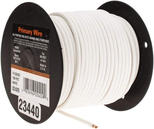 EastPenn - 14 AWG Automotive Plastic Insulated, Single Conductor Wire - 100' Long, White - Eagle Tool & Supply