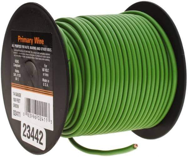 EastPenn - 14 AWG Automotive Plastic Insulated, Single Conductor Wire - 100' Long, Green - Eagle Tool & Supply