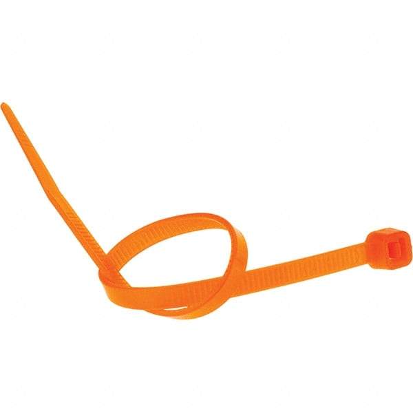 Value Collection - 8" Long Orange Nylon Standard Cable Tie - 50 Lb Tensile Strength, 54mm Max Bundle Diam - Eagle Tool & Supply