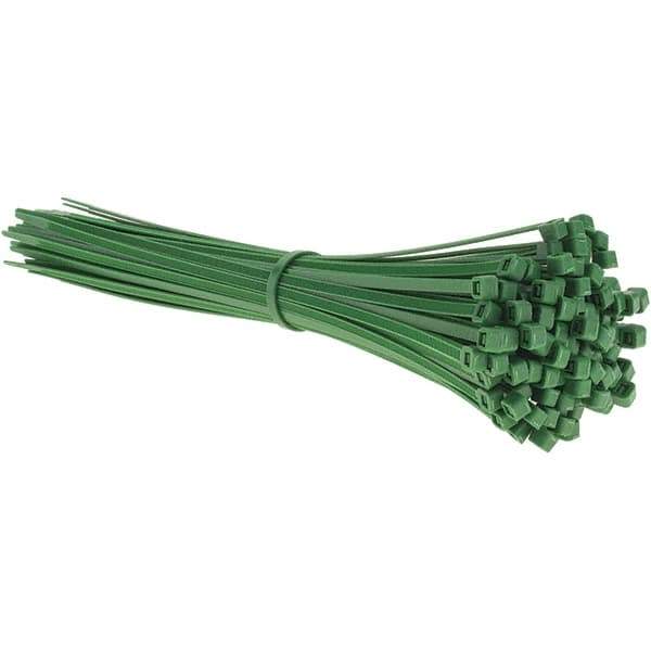 Value Collection - 11.9" Long Green Nylon Standard Cable Tie - 50 Lb Tensile Strength, 84mm Max Bundle Diam - Eagle Tool & Supply