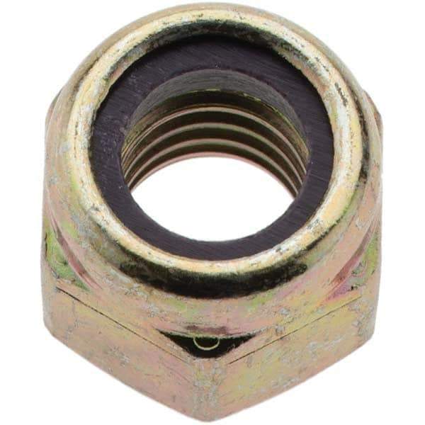 Value Collection - 3/8-16 UNC Grade 8 Hex Lock Nut with Nylon Insert - 9/16" Width Across Flats, 29/64" High, Zinc Yellow Dichromate Finish - Eagle Tool & Supply