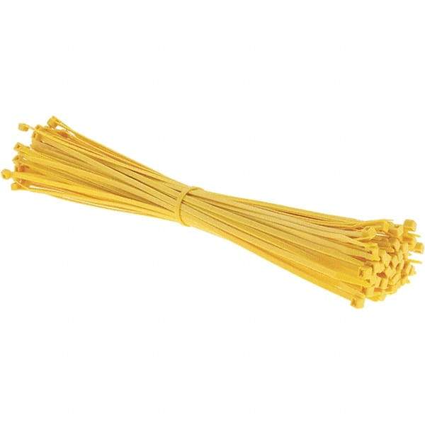 Value Collection - 15.2" Long Yellow Nylon Standard Cable Tie - 50 Lb Tensile Strength, 114mm Max Bundle Diam - Eagle Tool & Supply