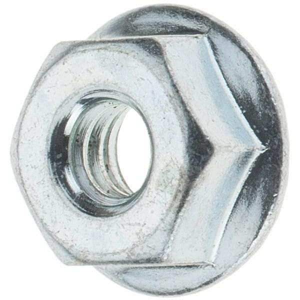 Value Collection - #10-24, 1/2" Flange Diam, Serrated Flange Nut - Grade Grade 2 Steel, Zinc-Plated Finish, 7/32" Flange Height - Eagle Tool & Supply