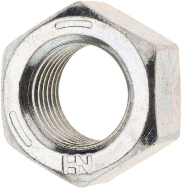 Value Collection - 3/8-24 UN Steel Right Hand Hex Nut - 9/16" Across Flats, 21/64" High, Zinc Clear Finish - Eagle Tool & Supply