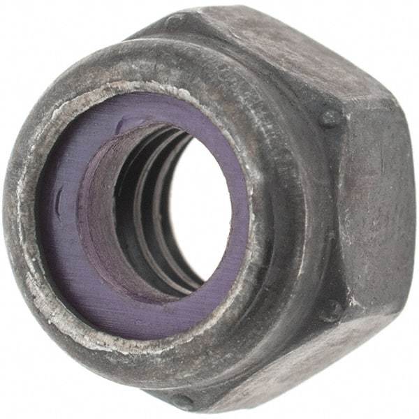 Value Collection - 1/4-20 UNC Grade 8 Hex Lock Nut with Nylon Insert - 7/16" Width Across Flats, 5/16" High, Uncoated - Eagle Tool & Supply