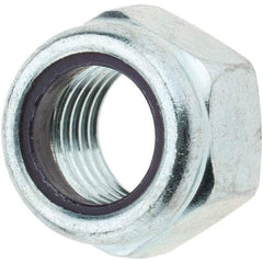 Value Collection - 7/16-20 UNF Grade 2 Hex Lock Nut with Nylon Insert - 11/16" Width Across Flats, 15/32" High, Zinc-Plated Finish - Eagle Tool & Supply