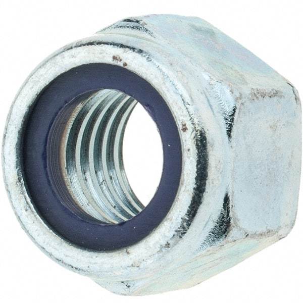 Value Collection - 1/2-13 UNC Grade 2 Hex Lock Nut with Nylon Insert - 3/4" Width Across Flats, 39/64" High, Zinc-Plated Finish - Eagle Tool & Supply