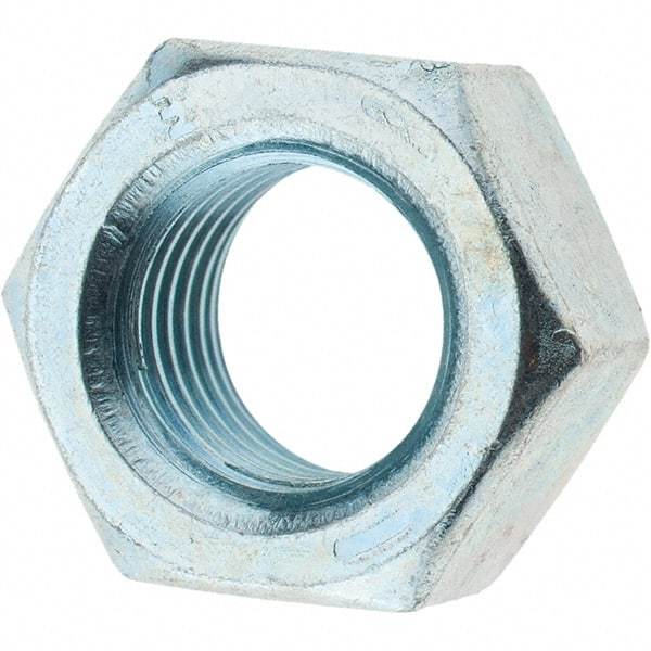 Value Collection - 1/2-20 UN Steel Right Hand Hex Nut - 3/4" Across Flats, 7/16" High, Zinc Clear Finish - Eagle Tool & Supply