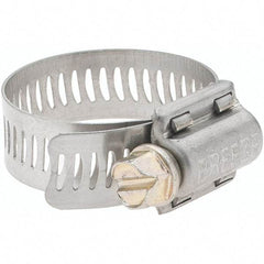 Made in USA - SAE Size 16, 13/16 to 1-1/2" Diam, Stainless Steel Worm Drive Clamp - Eagle Tool & Supply