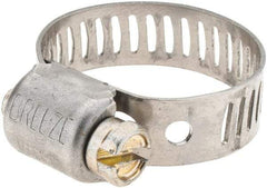 Made in USA - SAE Size 6, 7/16 to 25/32" Diam, Stainless Steel Worm Drive Clamp - Eagle Tool & Supply