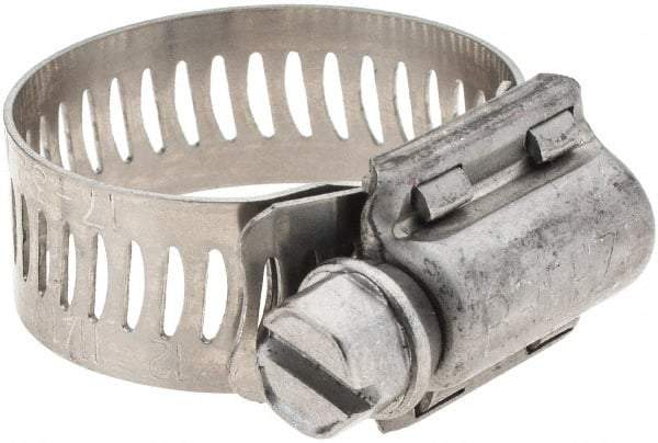 Made in USA - SAE Size 12, 11/16 to 1-1/4" Diam, Stainless Steel Worm Drive Clamp - Eagle Tool & Supply