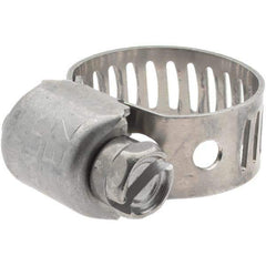 Made in USA - SAE Size 4, 5/8 to 7/32" Diam, Stainless Steel Worm Drive Clamp - 1/2" Wide, Series SAE J1508 Type M - Eagle Tool & Supply