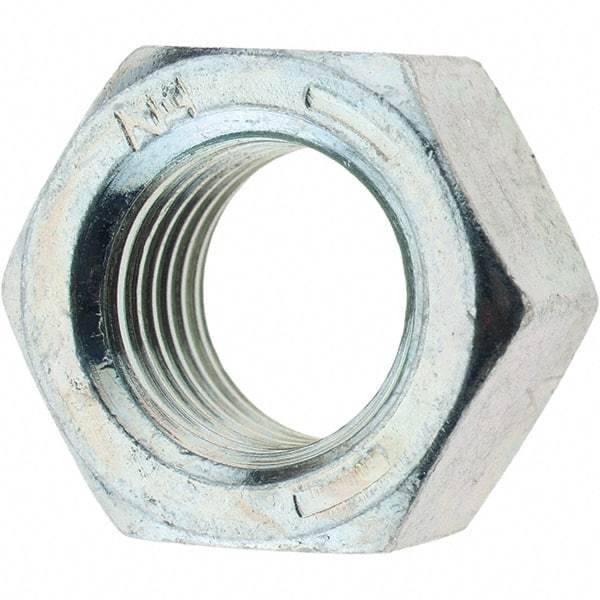 Value Collection - 3/8-24 UN Steel Right Hand Hex Nut - 9/16" Across Flats, 21/64" High, Zinc Clear Finish - Eagle Tool & Supply