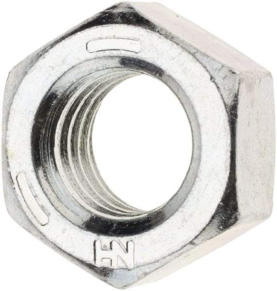 Value Collection - 7/16-14 UNC Steel Right Hand Hex Nut - 11/64" Across Flats, 3/8" High, Zinc Clear Finish - Eagle Tool & Supply