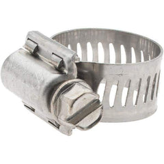 Made in USA - SAE Size 6, 7/16 to 25/32" Diam, Stainless Steel Worm Drive Clamp - 1/2" Wide, Series SAE J1508 Type F - Eagle Tool & Supply