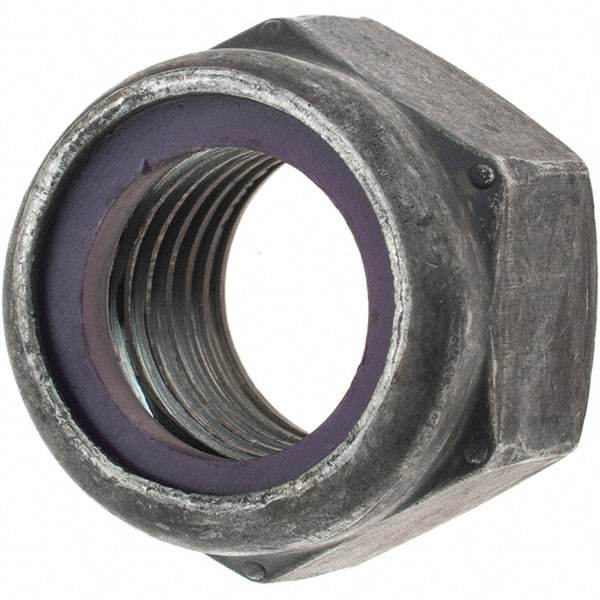 Value Collection - 7/8-9 UNC Grade 8 Hex Lock Nut with Nylon Insert - 1-1/4" Width Across Flats, 63/64" High, Uncoated - Eagle Tool & Supply