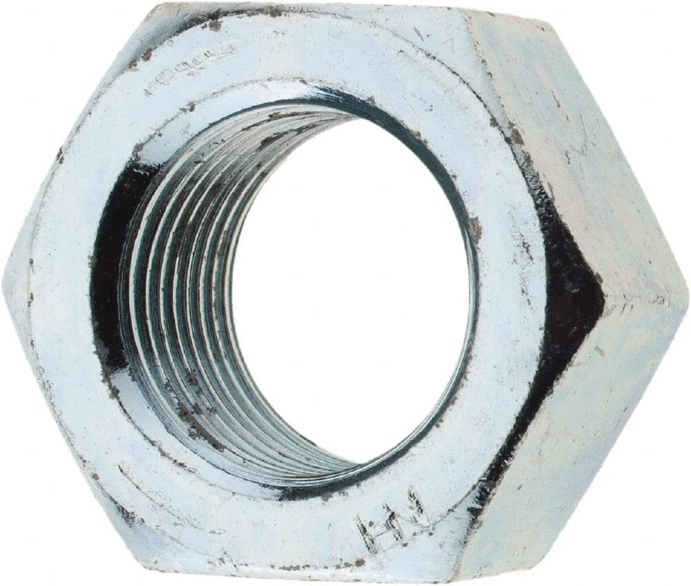 Value Collection - 3/4-16 UNF Steel Right Hand Hex Nut - 1-1/8" Across Flats, 0.6406" High, Zinc Clear Finish - Eagle Tool & Supply