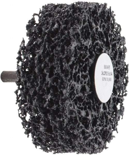 Standard Abrasives - 3" Coarse Grade Silicon Carbide Deburring Disc - 1/4" Shank Diam, Shank Connection, 10,000 Max RPM - Eagle Tool & Supply