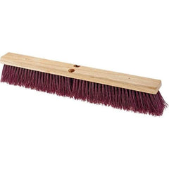 Value Collection - 24" Combo Duty Polypropylene Push Broom - 3" Bristle Length, Wood Block, Threaded Handle Connection, Handle Sold Separately - Eagle Tool & Supply