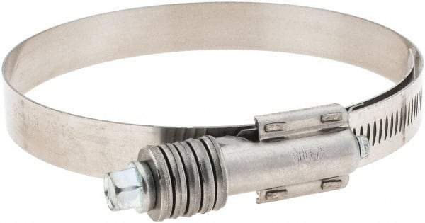 Made in USA - 3-3/4 to 4-5/8" Diam, Stainless Steel Auto-Adjustable Worm Drive Clamp - 5/6" Wide - Eagle Tool & Supply