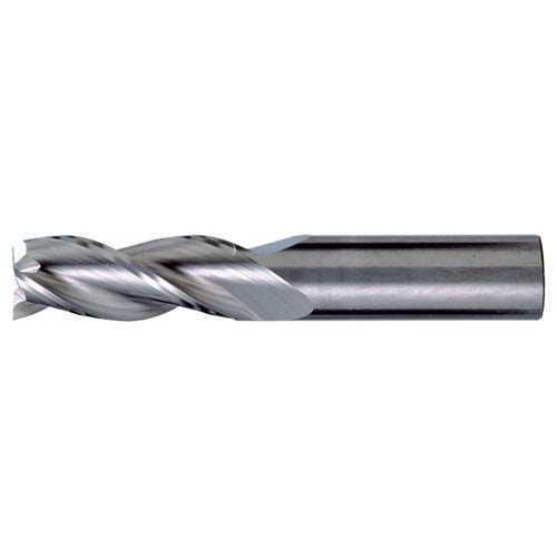 ‎1/8″ × 1/8″ × 3/8″ × 1-1/2″ RHS / RHC Solid Carbide 3-Flute Square End High-Performance End Mill for Aluminum - Bright - Exact Industrial Supply