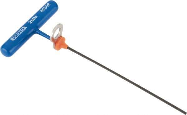 Proto - 2mm Hex, Tethered T-Handle Cushion Grip, Hex Key - 6" OAL, Alloy Steel, Metric System of Measurement - Eagle Tool & Supply
