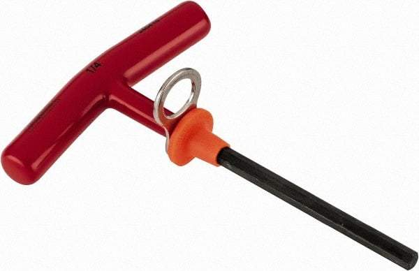 Proto - 1/4" Hex, Tethered T-Handle Cushion Grip, Hex Key - 6" OAL, Alloy Steel, Inch System of Measurement - Eagle Tool & Supply