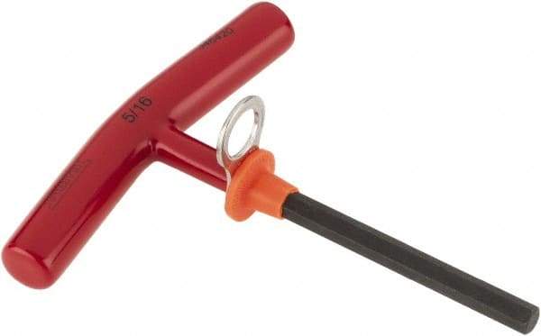Proto - 5/16" Hex, Tethered T-Handle Cushion Grip, Hex Key - 6" OAL, Alloy Steel, Inch System of Measurement - Eagle Tool & Supply