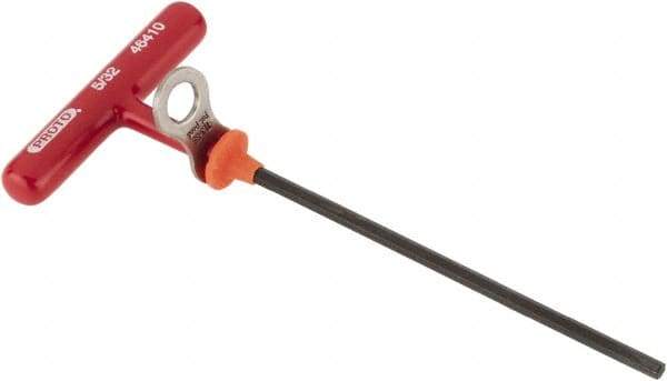 Proto - 5/32" Hex, Tethered T-Handle Cushion Grip, Hex Key - 6" OAL, Alloy Steel, Inch System of Measurement - Eagle Tool & Supply