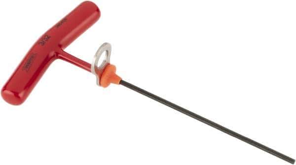 Proto - 3/32" Hex, Tethered T-Handle Cushion Grip, Hex Key - 6" OAL, Alloy Steel, Inch System of Measurement - Eagle Tool & Supply