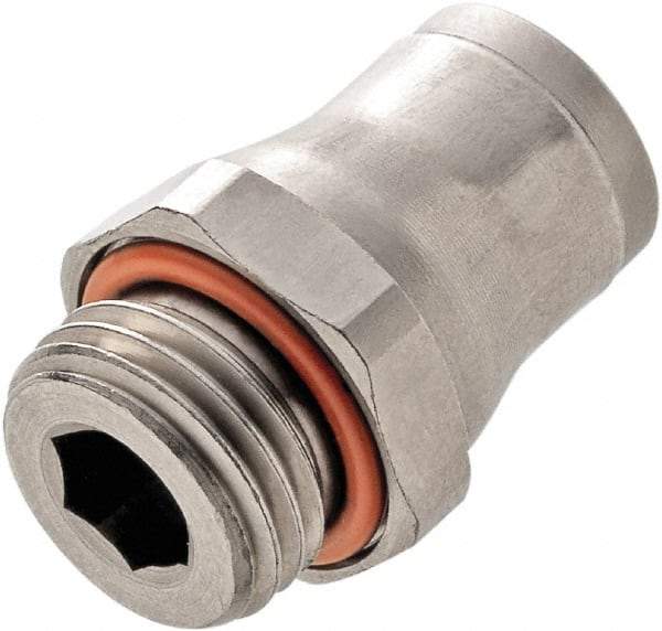 Legris - 8mm Outside Diam, 1/8 BSPP, Stainless Steel Push-to-Connect Tube Male Connector - 435 Max psi, Tube to Male BSPP Connection, FKM O-Ring - Eagle Tool & Supply
