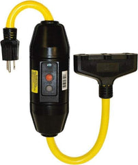 Tower - 3 Outlet, 125 Volt, 20 Amp Rating, 4 to 6 mA Max Surge, Inline, Manual, Commercial, Industrial GFCI - 2 Ft. Long Cord, 5-15P and (3)R NEMA Configuration, Polycarbonate Housing - Eagle Tool & Supply