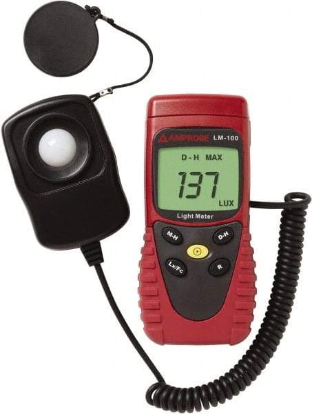 Amprobe - 9 Volt Battery, 20 to 20,000 FC, LCD Display, Silicone Photodiode Light Meter - 5 Accuracy, Compatible with All Visible Light Lighting, Built In Memory - Eagle Tool & Supply