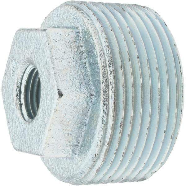 Made in USA - Size 1-1/4 x 1/4", Class 150, Malleable Iron Galvanized Pipe Hex Bushing - 150 psi, Threaded End Connection - Eagle Tool & Supply