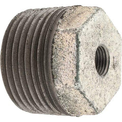 Made in USA - Class 150, 1 x 1/8" Galvanized Pipe Hex Bushing - Threaded, Malleable Iron - Eagle Tool & Supply