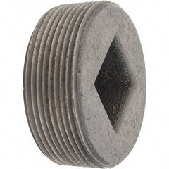 Made in USA - Class 150, 2" Black Pipe Countersunk Square Plug - Threaded, Malleable Iron - Eagle Tool & Supply