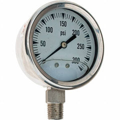 Value Collection - 2-1/2" Dial, 1/4 Thread, 0-300 Scale Range, Pressure Gauge - Eagle Tool & Supply