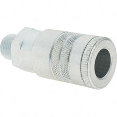 Parker - 3/8-18 Male NPTF Tru-Flate Automotive Pneumatic Hose Coupler - Steel, 1/2" Body Diam - Eagle Tool & Supply