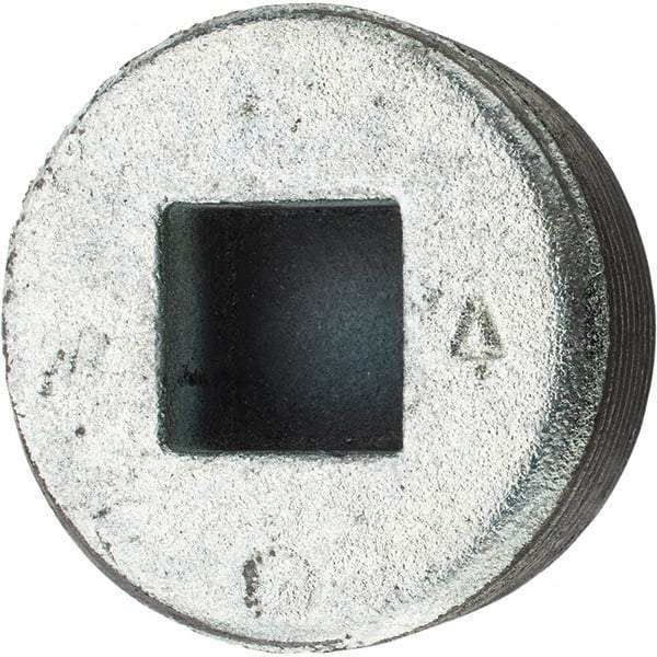 Made in USA - Size 2", Class 150, Malleable Iron Galvanized Pipe Countersunk Square Plug - 150 psi, Threaded End Connection - Eagle Tool & Supply